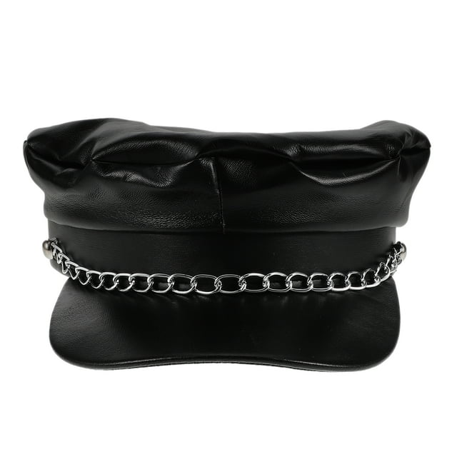 Gorra de repartidor de periódicos con cadena, gorra de panadero, boina con visera, repartidor de periódicos, panadero, estilo pescador, taxista violinista, capitán, sombrero marinero negro