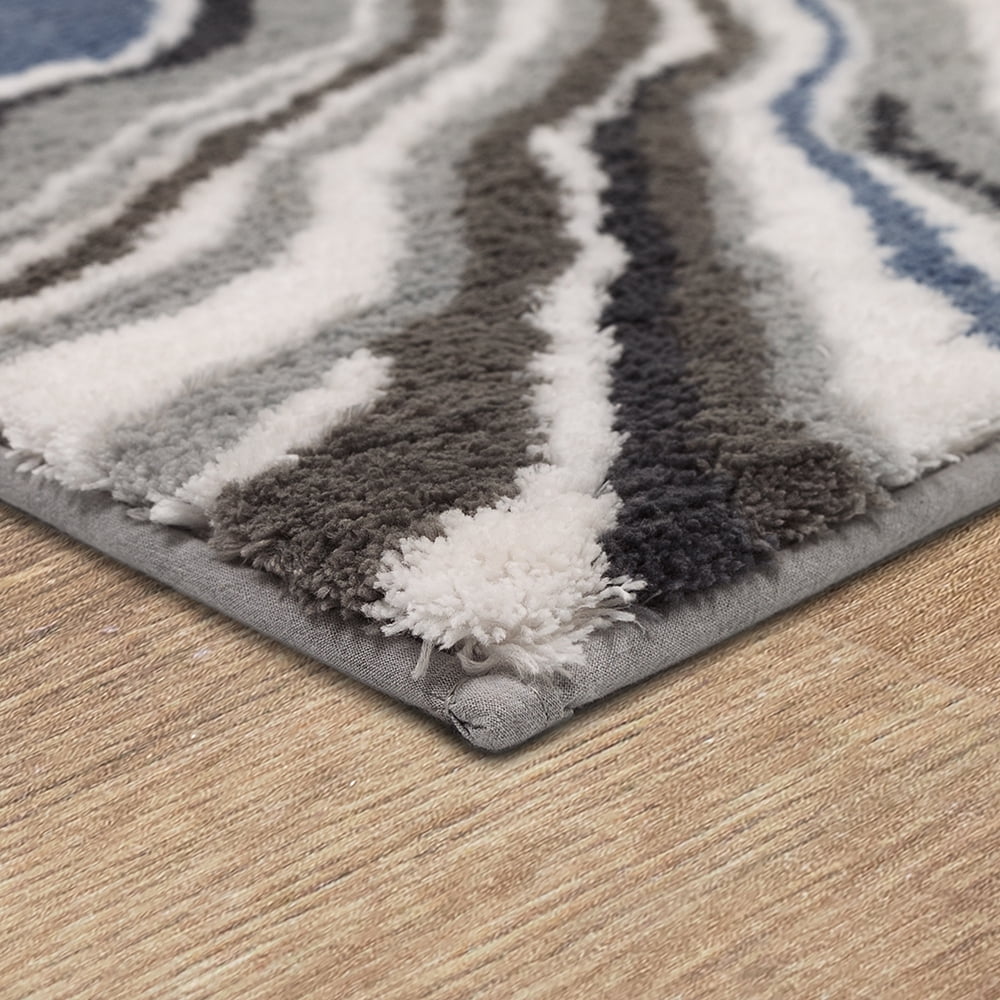 Mohawk Home Serpentine Bath Mat, Blue Fog, 2' 3" x 3' 9"