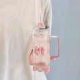 thumbnail image 6 of 1PC Bow Shaped Square Transparent Glass Cup with Lid Straw and Handle Heat Resistant Glass Tumbler Suitable for for Water Juice Iced Coffee Milk Tea, 6 of 7