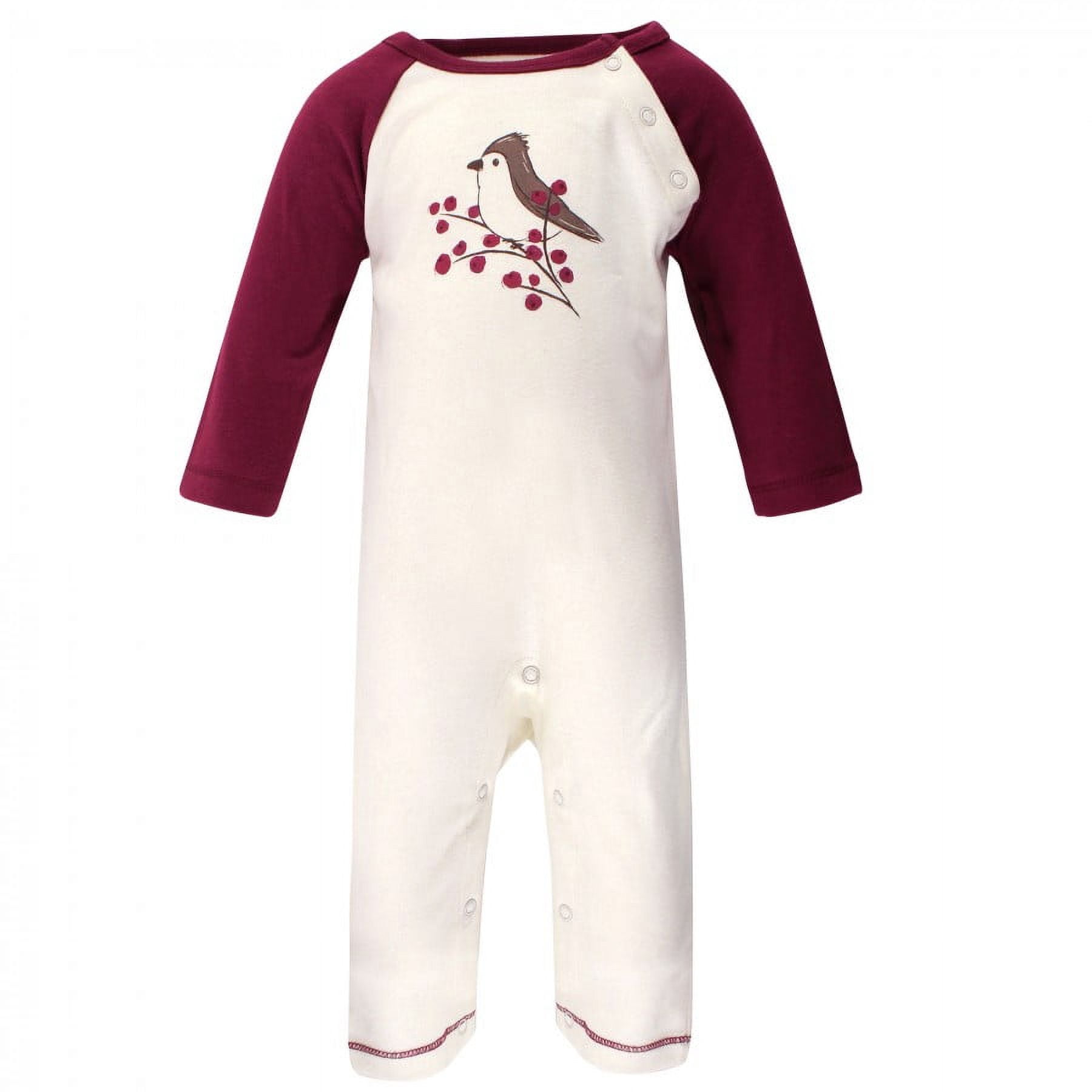 Touched by Nature Baby Girl Organic Cotton Coveralls 3pk, Berry Branch, 18-24 Months