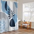 thumbnail image 4 of Blue Boho Shower Curtain, Medieval Leaves Geometric Lines Abstract Waterproof Shower Curtain Set with 12 Hooks Lightweight Bath Curtains Fabric Bathroom Decor 60x72 Inches, 4 of 9