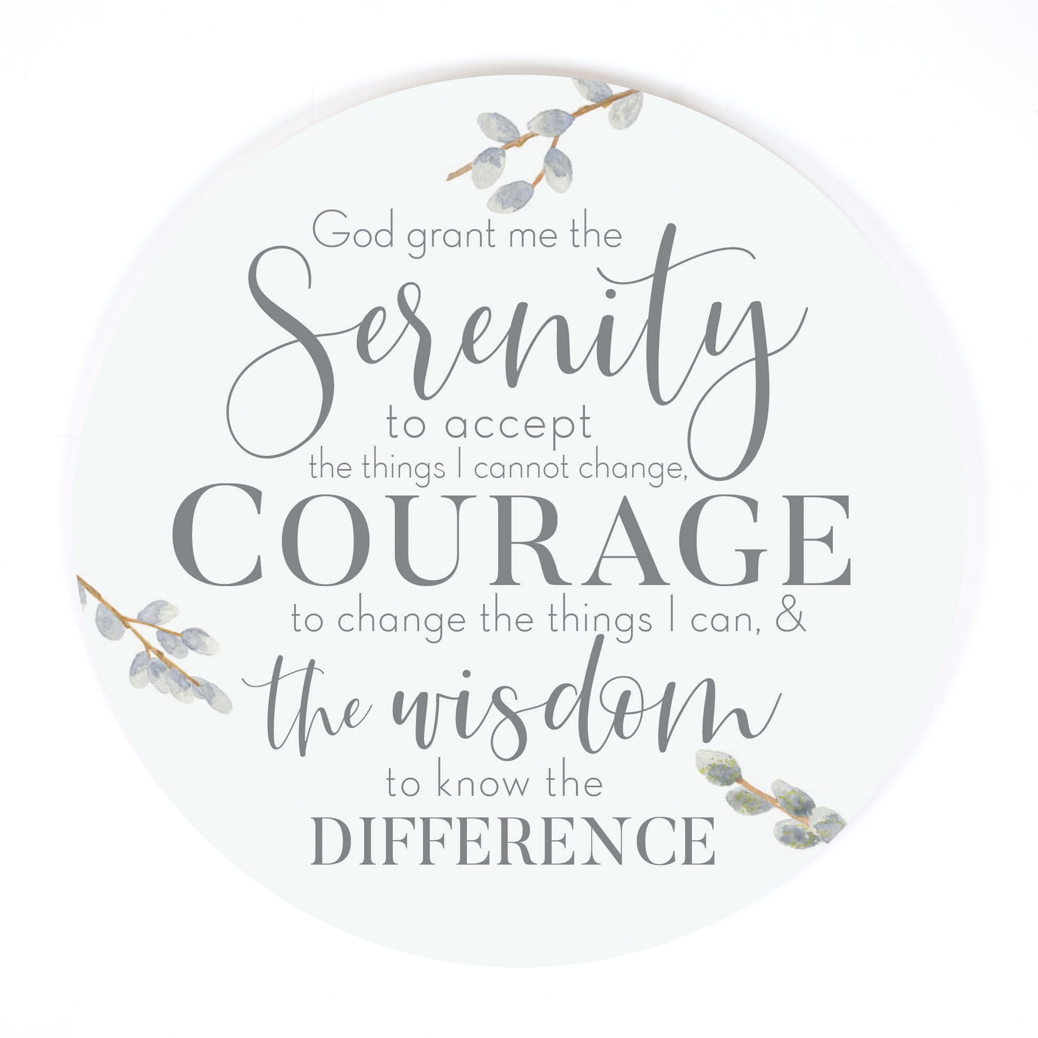 Serenity Prayer Round Classic White 17 X 17 Wood Decorative Barrel Top serenity-prayer-round-classic-white-17-x-17-wood-decorative-barrel-top