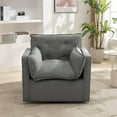thumbnail image 5 of Mid-Century Modern Swivel Accent Chair – Upholstered Linen Armchair with 360° Rotation & Solid Metal Base, No Assembly Required, Grey, 5 of 7