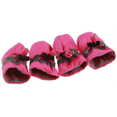 Pet Boots 4Pcs/Set Dog Cat Winter Warm Rain Boots Protective Pet Sports Anti-Slip Shoes Pet Boots Pink 5