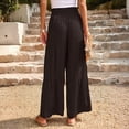 thumbnail image 4 of Boho Tiered Palazzo Pants for Women, High Rise Belted Wide Leg Trousers, Casual Spliced Loose Slacks, Summer Flowy Bottoms, 4 of 8