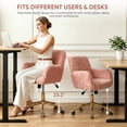 thumbnail image 3 of PAPROOS Vanity Chair with Back, Home Office Chair, Ergonomic Home Desk Chair with Artificial Rabbit Hair, Adjustable Swivel Task Computer Chair with Arm, Wheels, Pink, 3 of 4