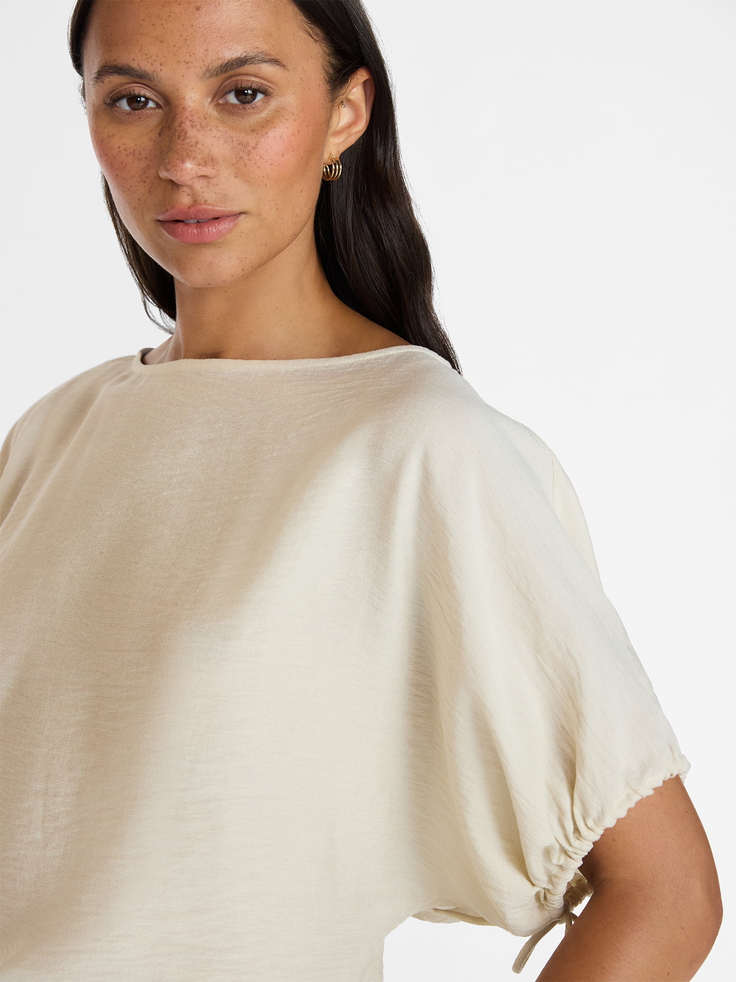 Time and Tru Women's Boatneck Top with Dolman Sleeves, Sizes XS-XXXL