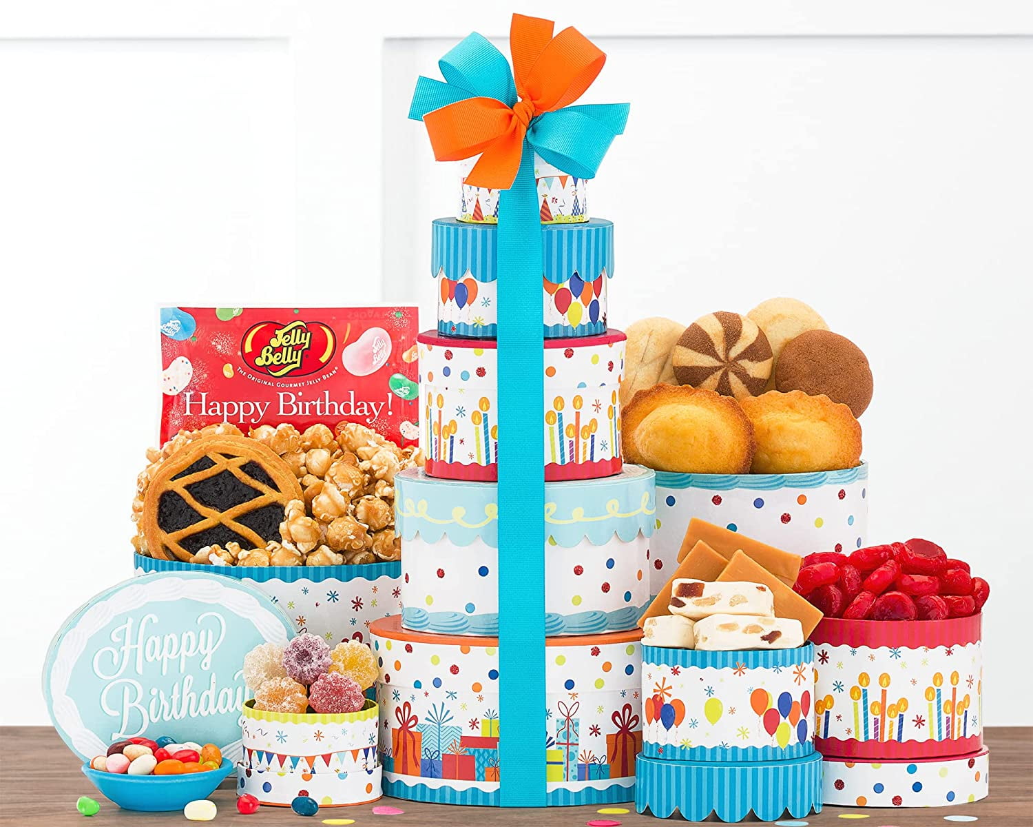 Birthday Gift Tower Make A Wish by Happy Birthday Gift Basket by Wine