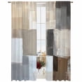 thumbnail image 2 of Sheer Curtains 84 Inches Long, Modern Brown Beige Light Filtering Window Curtains for Living Room/Bedroom, Grey White Color Blocks Rod Pocket Voile Sheer Curtain Drapes, 52"W x 84"L, 2 Panels, 2 of 8