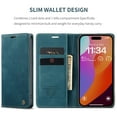 thumbnail image 3 of CaseMe Leather for iPhone 15 Pro Case, Flip Wallet Leather Case with Card Holder Magnetic Closure Shockproof Kickstand Protective Phone Cases Cover for iPhone 15 Pro,Blue,For iPhone 15 Pro, 3 of 12