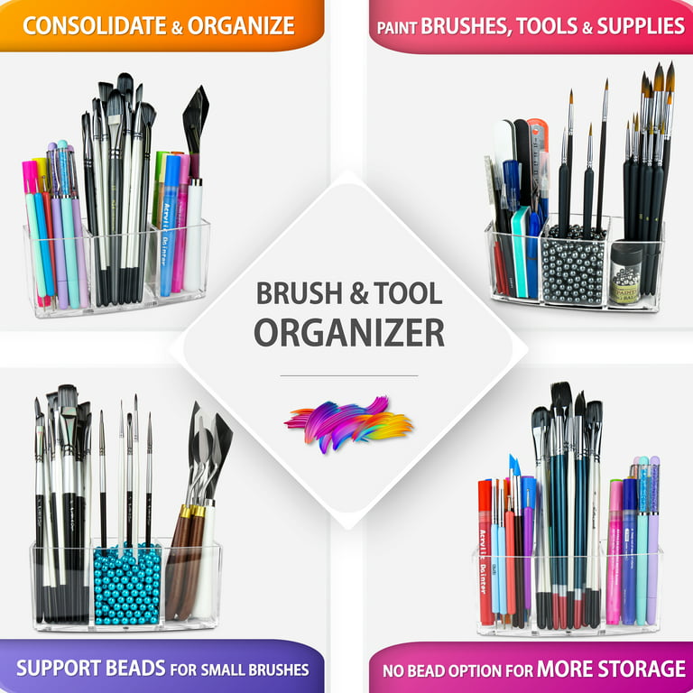 Acrylic Paint Organizer & Paint Brush Holder (No Bead Option