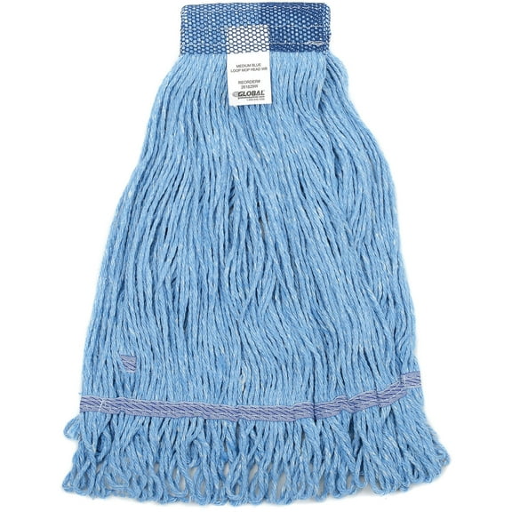 Global Industrial Medium Blue Looped Mop Head Wide Band
