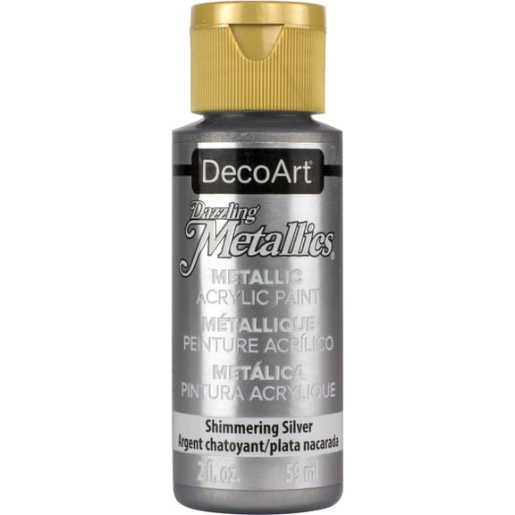 Multipack of 6 - DecoArt Dazzling Metallics Acrylic Paint 2oz-Shimmer Silver
