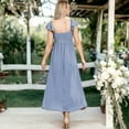 thumbnail image 5 of Women's Ruffled Cap Sleeve Maxi Slit Dress- Large,Blue, 5 of 7