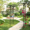 thumbnail image 4 of Metal Garden Arch, Outdoor Climbing Plants Support Rose Arch, Garden Arbor for Patio Backyard, L80.3'' x W20.47'' x H81.1'', Black, 4 of 7