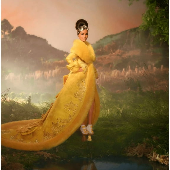 Guo Pei Barbie Doll Wearing Golden-Yellow Gown 2022 Platinum Label HBX99