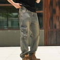 thumbnail image 4 of Chiccall Mens Cargo Jeans Casual Baggy Washed Distressed Hip Hop Wide Leg Work Denim Pants with Cargo Pockets, 4 of 8