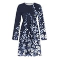 thumbnail image 4 of qafoshin Casual Dresses for Women Printed A-lined Midi Dress Crew Neck Long Sleeve Dress with Pocket, 4 of 7