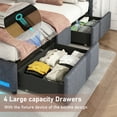 thumbnail image 4 of King Size Bed Frame with LED Light Headboard & Outlets, Upholstered Headboard, Solid Wooden Slat Support, 4 Storage Drawers, No Box Spring Needed, 4 of 8