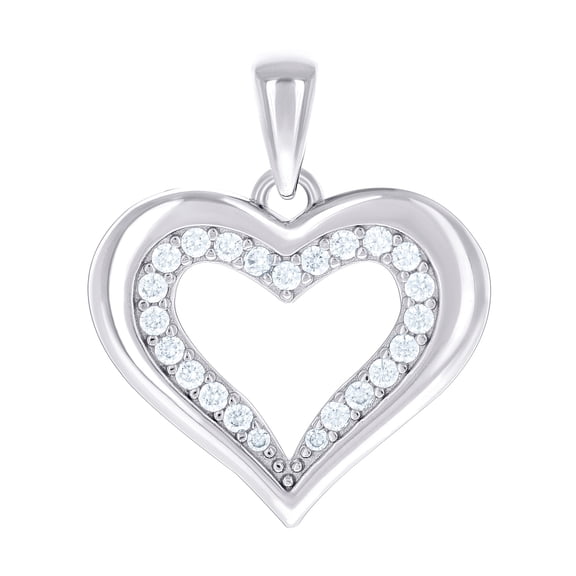 925 Sterling Silver Womens Cubic Zirconia Love Heart Pendant Necklace 19.3x16.3mm Wide Pendant for Women