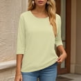 thumbnail image 6 of Paguaki Womens Casual 3/4 Sleeve T Shirts Round Neck Loose Fit Basic Tees Tunic Tops Blouses Summer Solid Color Pullover, 6 of 6