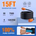 thumbnail image 4 of Nilight 30 Amp 15FT Generator Extension Cord 125/250V 7500 Watt Heavy Duty 10 Gauge Pure Copper STW Wire ETL Listed 4 Prong L14-30P L14-30R Cable for Generator RV Camper Outdoor Use, 4 of 9