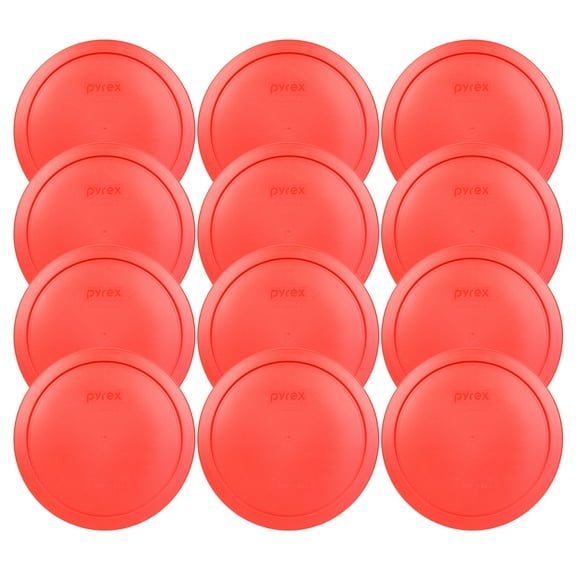 Pyrex 7402-PC Red Round Plastic Food Storage Replacement Lid Cover (12-Pack)