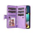 thumbnail image 2 of Multifunctional Case for Samsung A51 5G,[RFID Blocking] 9 Credit Cards Holder with Wrist Strap, Premium PU Leather Zipper Wallet Purse Magnetic Flip Phone Cover for Samsung Galaxy A51 5G, Purple, 2 of 12