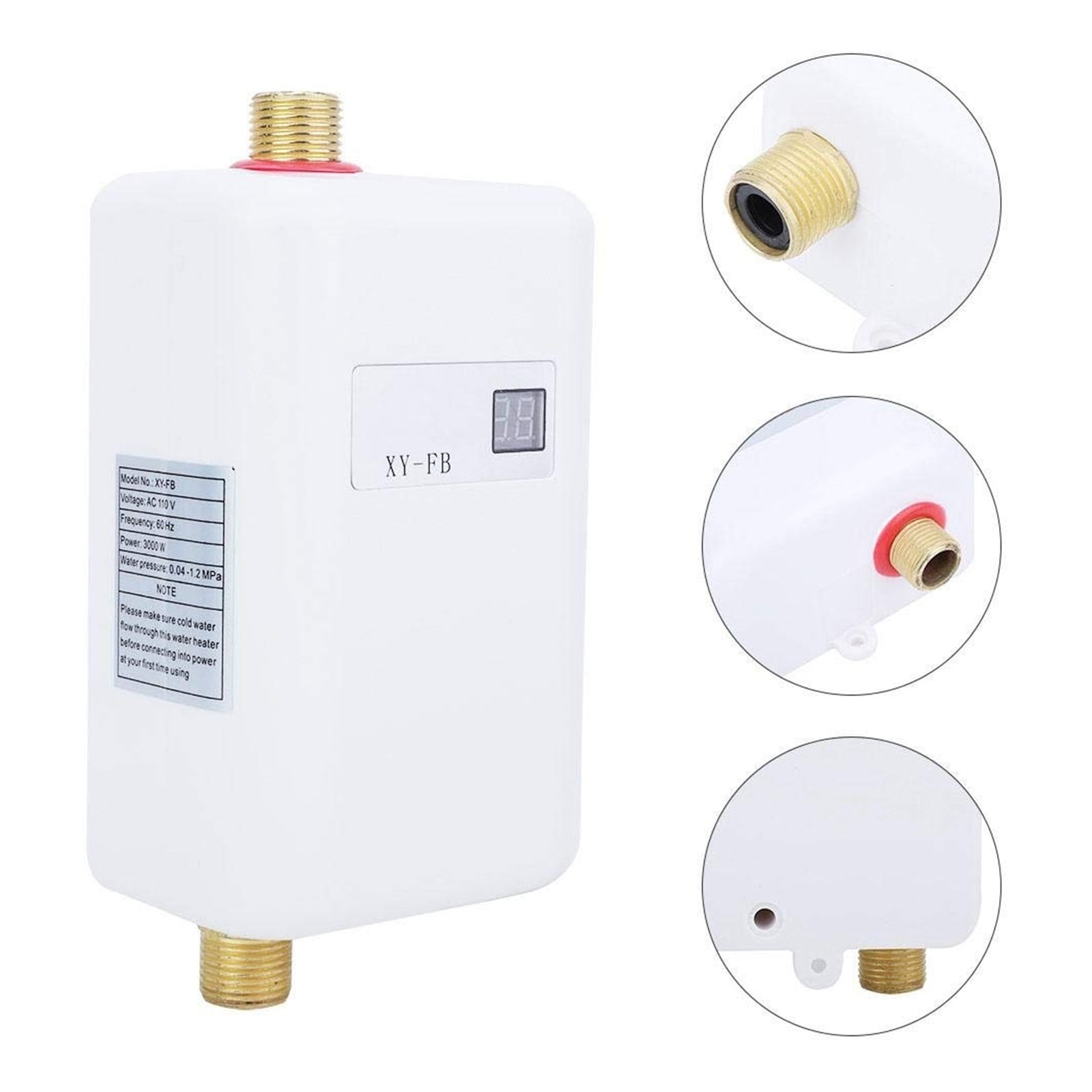 3800W Tankless Electric Water Heater Bathroom Kitchen Instant Water Heater Temperature Display Heating Shower Universal ,Safety Protections