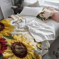 thumbnail image 3 of Sunflower Flannel Blanket for Bed, Farmhouse Roses Floral Vintage Butterfly Soft Cozy Warm Couch Throw Blanket, Lightweight Fluffy Plush Bedding Blankets for Sofa Decor All Season 60"x80", 3 of 7
