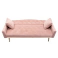 thumbnail image 2 of Convertible Velvet Futon Sofa Bed Modern European Style Loveseat Accent Sofa Tufted Button Back Sleeper Sofa Comfy Couch For Living Room Bedroom Guest Room Furniture, Pink, 2 of 7