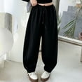 thumbnail image 2 of TIREOW Girls Straight Wide Leg Sweatpants Elastic High Waist Drawstring Sports Pants Solid Color Daily Wear Streetwear Pants, 2 of 5