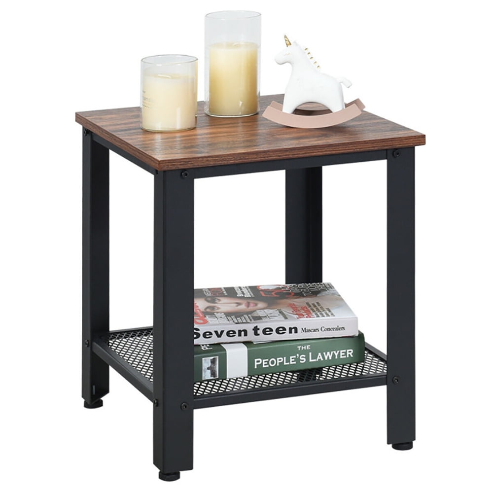 Finihen End Side Table, Rectangular Coffee Table, Industrial End Table 2-Tier Side Table, for Living Room, Bedroom, Black Finihen End Side Table, Rectangular Coffee Table, Industrial End Table 2-Tier Side Table, for Living Room, Bedroom, Black
