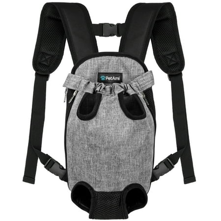 PetAmi Dog Carrier Backpack  Adjustable Pet Cat Front Carrier Backpack  Ventilated Dog Chest Carrier for Hiking Camping Travel  Sling Bag for Small Medium Dog Cat Puppies  Large  12-16 lbs  Grey