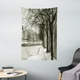 thumbnail image 1 of Black and White Tapestry, Seine River Paris City France Snowy Winter in the Urban City Trees, Wall Hanging for Bedroom Living Room Dorm Decor, 40W X 60L Inches, Black White Grey, by Ambesonne, 1 of 2