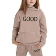 thumbnail image 5 of Gelikeya Kids Girls Hooded Sweatshirt Tops Pants 2 Piece Sweatsuit Sets Fashion Printed Sweatsuits with Pockets 1-9Y (Khaki, 8-9 Years), 5 of 5