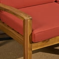 thumbnail image 3 of Wilcox Outdoor 5 Piece Acacia Wood Sectional Sofa Set with Cushions, Teak, Red, 3 of 8