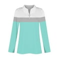 thumbnail image 6 of Blue Women's Long Sleeve T-shirt, Women'S 3/4 Sleeve Quarter Zip Shirts Collared V Neck Pullover Top Collared Casual Fall Tunic Color Block Blouses,Women's Long sleeve T-shirt S, 6 of 7