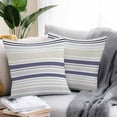 thumbnail image 2 of Throw Pillow Covers 18x18 Inch Set of 2, Beige Stripe Waterproof Outdoor Pillow Covers, Modern Abstract Art Navy Blue Striped Rustic Decorative Cushion Pillowcases for Couch, Sofa, Bed, Garden, Patio, 2 of 9