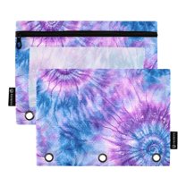 ALAZA 2 Pack Pencil Pouch Tie-dye Purple-p6 Pencil Case for 3 Ring Binder Clear Window Pencil Bag Organizers