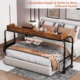 thumbnail image 3 of Winkalon Overbed Desk with Charging Station-Over Bed Table-Adjustable Length/Height with Wheels and LED Light Mobile Queen Size Bed Table Rolling Tray Table for Eating & Laptops, Brown, 3 of 9