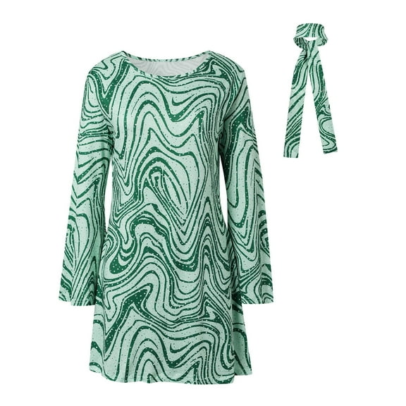 Adeawade Christmas Party Dresses For Women Long Sleeve 70S Hippie Dress Hippie Disco Outfit 60S Outfit Dress Round Neck Xmas Dress Cute Clothes Green L