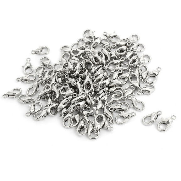 Uxcell Bracelet Chain Findings Silver Tone Metal Lobster Claw Parrot Clasps 10mm 100Pcs