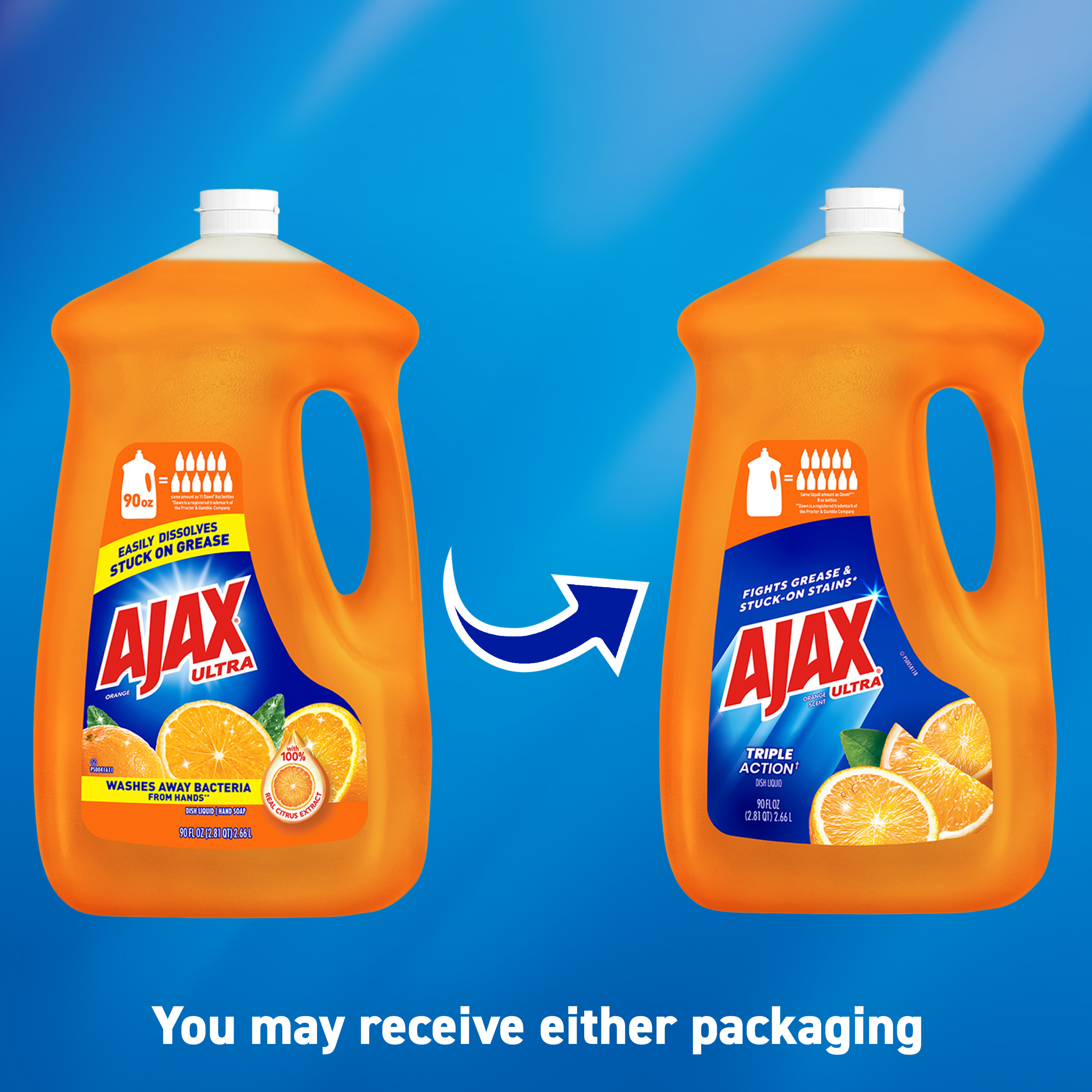 Ajax Ultra Liquid Dish Soap Orange Scent, Triple Action, 90 oz Bottle - image 2 of 16