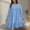 Blue, variant on Plus Size Solid Color Baby Doll Dress - Women's Long Sleeve Round Neck Casual Sundress with Ruffle Hem, Oversized Flowy Beach Dress