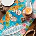 thumbnail image 3 of Coastal Beach Table Runner 70 Inches, Summer Tropical Plants Ocean Sea Waves Blue Bed Runner Dresser Scarves Tabletop for Indoor Outdoor Parties/Ceremony/Banquet, 13" x 70", 3 of 9