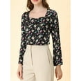 thumbnail image 5 of Allegra K Women's Blouse Cowl Neck Vintage Floral Long Sleeve, 5 of 6