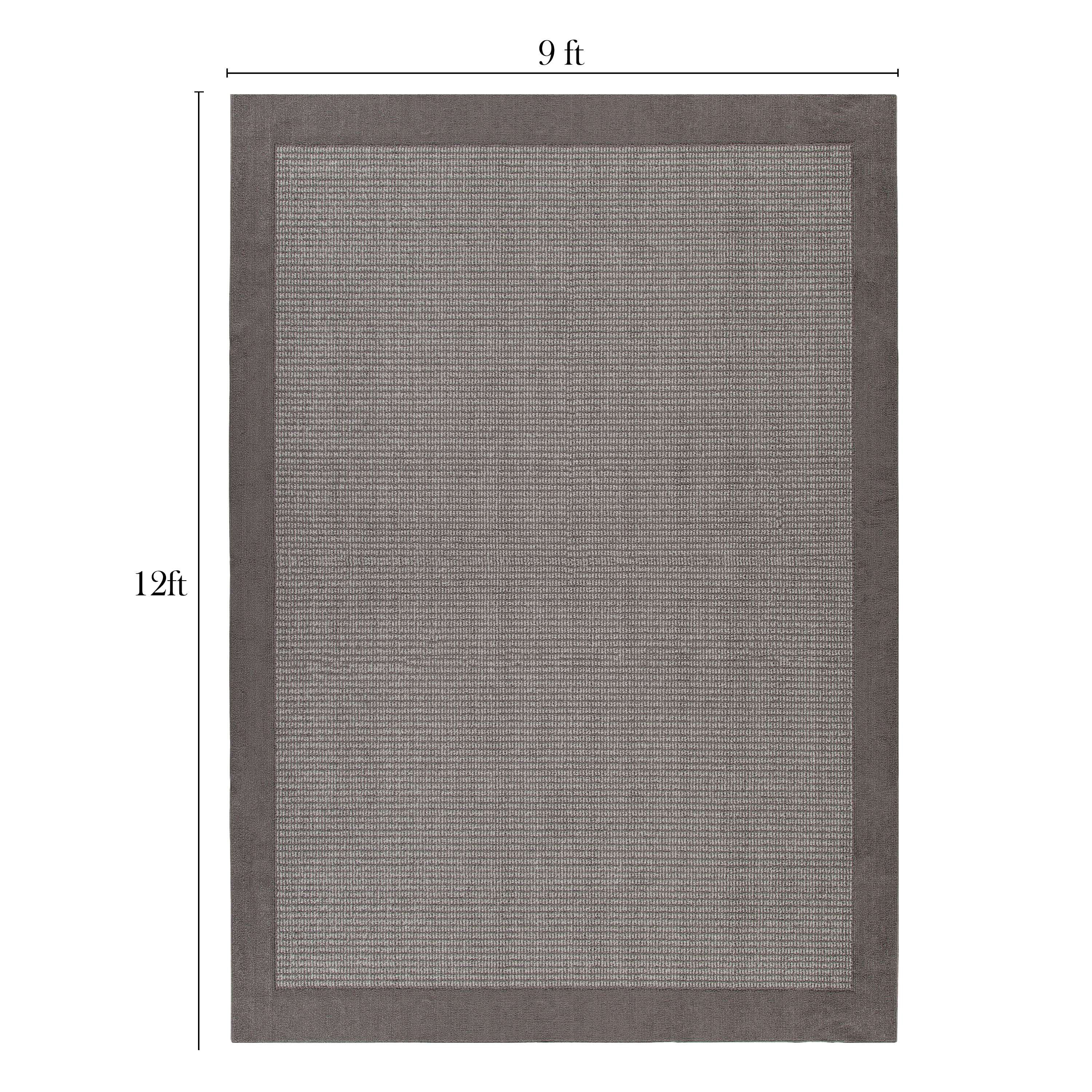 Mainstays Farmhouse Faux Sisal Olefin Gray Border Indoor Large Area Rug, 9' x 12'