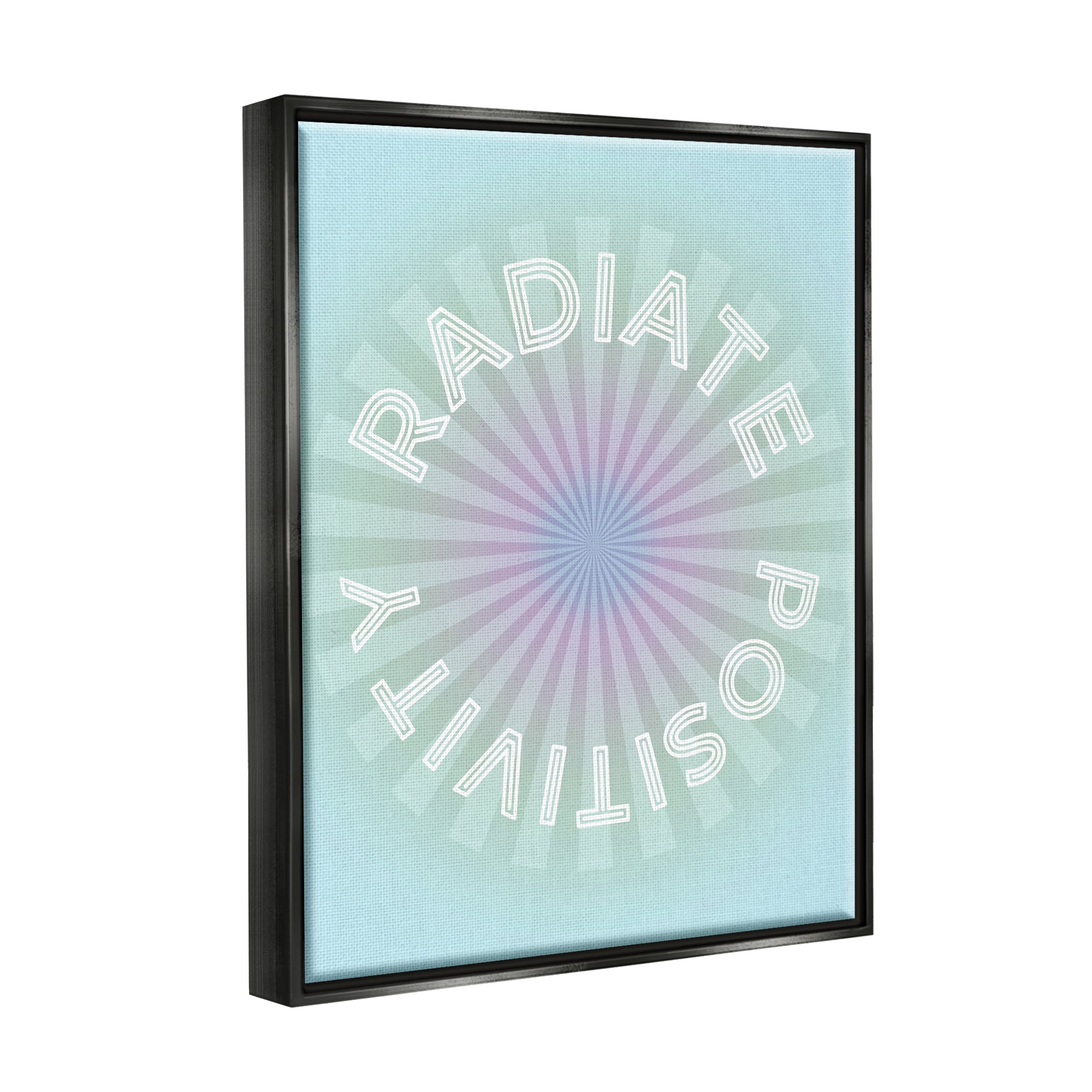 Stupell Industries Radiate Positivity Blue Geometric Religious Painting Black Floater Framed Art Print Wall Art