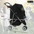 thumbnail image 7 of CL.HPAHKL Folding Dog Stroller, Pet Stroller for Small Medium Dogs & Cats, 3 Wheels Dog Stroller Travel Carrier with Storage Basket & Cup Holder,Black, 7 of 7